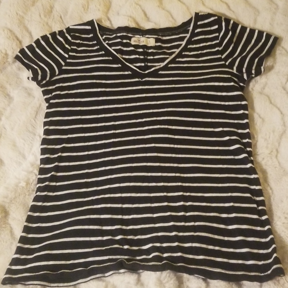 Hollister Striped V Neck Tee